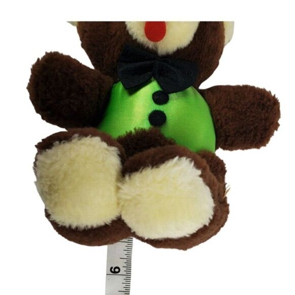 Vintage Teddy Bear Bow Tie Korea Red Tongue Brown Stuffed Animal America Wego - Picture 5 of 6